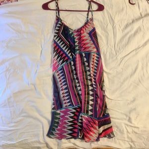 Multicolor tribal print trapeze dress
